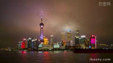 上海上海夜景黄浦江固定延时摄影